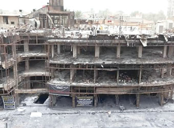 The Hadi Centre, which used to be full of busy clothes shops and cafes, was gutted. PHOTO: REUTERS