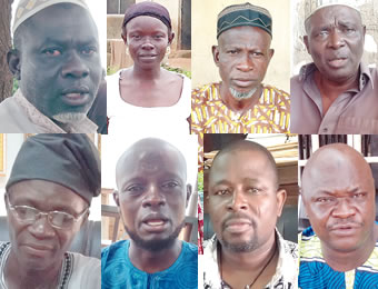 From top left, Abdul Razaq Agbede, Mrs Ajara Ahmed, Fatai Mopelola, Chief Teju Ishola, Commisioner for Environment, Oyo State, Alh Keulere Ojuolape, Alh Keulere Ojuolape, Prof Moshood Tijani, Head of Geology Department, University of Ibadan, Razaq Akande