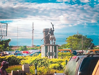 Roundabout at the entrance of Badagry town.