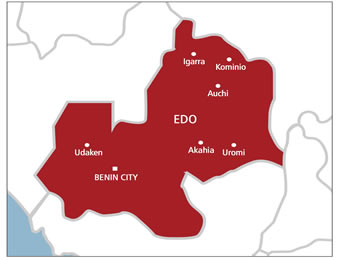 Edo campaign Lassa Fever ,Edo AG LGA administration,Man defiles two-years-old child, Policeman security Edo court ,BMC pledges commitment, Herdsman Edo vigilance group,,Flood: NDDC handsDeplorable road Communities Edo ,Edo land-grabbers victims,Wild animals invade Edo community, Auto crash claims four lives in Benin, Commission donates sports equipment, Ulegun Community Demolition: Developer cries out for justice, Edo CSO protests against cultism, demands end to killings, mummified my mother's corpse, Suspected ritual killers,Edo community cries, Medical doctor arrested in Edo, Footballers protest sudden death, killed over trailer parking fees, Protesters barricade Benin-Lagos road over herdsmen attacks, Four killed as soldiers take over Edo community, Father remanded for defiling 15-month old child, Edo Police kill prison escapee turned armed robber, recover arms, Suspected armed robbers attack banks in Uromi, 24-hour after parade, airport project in Edo North, Edo secondary school students strip policeman, Youths foil attempt to arrest traditional ruler by DSS in Edo, Public works volunteers arrest two suspected illegal oil bunkerers in Edo, Runaway inmate arrested, Aftermath ban on CDA, one killed, three injured in Edo community, Edo community gets electricity, Community blocks Benin-Ekpoma-Auchi Road, Three die as communities fight , herdsmen in gun duel, traders, two mobbed in edo, cult leaders, edo travellers, edo female trader, students, lecturer in Edo, Group kicks as Imansuangbon's name disappear from Edo national delegates list, Adjoto, Onobun, Igbinedion, others emerge as PDP holds parallel primary in Edo, Edo Guber: Edo Govt declares Friday work-free day