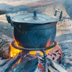 Traditional open fire cooking, cooking, paracetamol, firewood