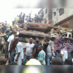 Scene of a collapsed building at No 3 Massey street Lagos Island on Tuesday in Lagos