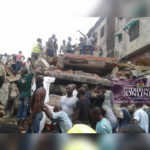 Scene of a collapsed building at No 3 Massey street Lagos Island on Tuesday in Lagos