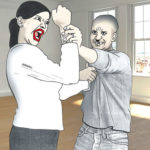 woman, man, court, stab