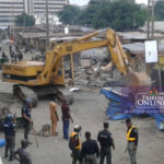 Scene of the event where Lagos State Task Force demolishes illegal shanties in Obalende on 29th July.