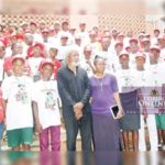 Professor Wole Soyinka and Professor (Mrs) Folabo Ajayi-Soyinka, with students at last year’s event.