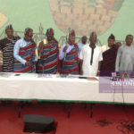 Northern elders representing the Northern Elders Forum decorated with Benue regalia in group picture with Benue State Governor, Samuel Ortom (center in white).