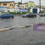Flooded BRT lane and Expressway along Ikorodu road at Palmgroove, after a heavy downpour on Friday in Lagos. Photo: Sylvester Okoruwa.