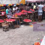 A lull atmosphere at stalls at Igbudu Market in Warri South West LGA, Delta State, on Thursday. Photo: Ebenezer Adurokiya
