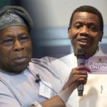 Chief Olusegun Obasanjo, former President of Nigeria (left); and E. A. Adeboye, General overseer of RCCG worldwide