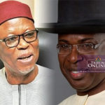 National chairman APC, Chief Odigie Oyegun (L) and Chairman APC Bayelsa state, Chief Timipa Orunimighe (R)