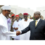 Buhari receives Museveni in Aso Rock
