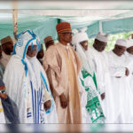 President Muhammadu Buhari, Emir of Daura, Alhaji Umar Faruk Umar and other Muslim faithful observing Eid-el-Kabir prayers on Friday, 1st September 2017
