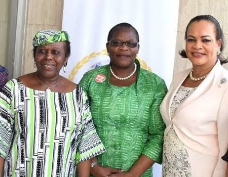 Co-chairman, African Newspapers of Nigeria (ANN) Plc, Dr Olatokunbo Awolowo Dosumu, former Minister of Education, Dr Oby Ezekwesili, and Senator Daisy Danjuma, at the maiden edition of the HID Awolowo Foundation Annual Lecture, held at the Nigerian Institute of International Affairs (NIIA), Victoria Island, Lagos, on Tuesday, November 28, 2017.