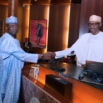 Buhari greets Boss Mustapha