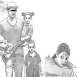 naval officer, wife, children Man