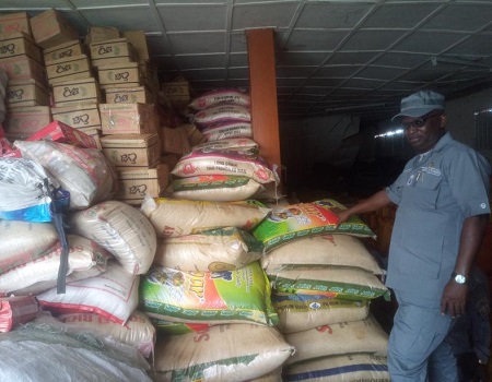 Customs seize rice trailers, Customs seizes textile materials, Seized goods by Nigeria Customs