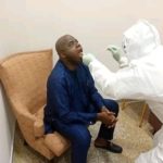 Governor of Bayelsa State taking the Rapid Diagnostic Test for coronavirus in Yenagoa