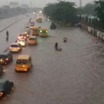 downpour , traffic gridlock, Lagos
