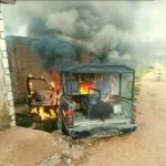 Burnt police vehicle