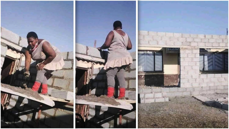 woman builds her own home single-handedly.