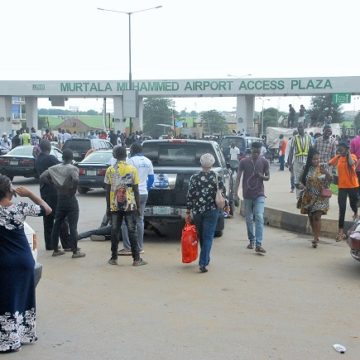 PHOTO NEWS: #EndSARS protesters at Lagos international airport