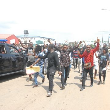 PHOTO NEWS: #EndSARS protesters at Lagos international airport