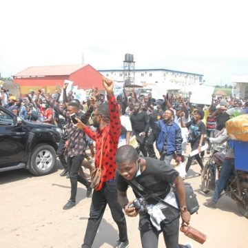 PHOTO NEWS: #EndSARS protesters at Lagos international airport