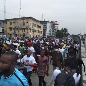PHOTO NEWS: #ENDSARS protesters dare Wike in Port Harcourt