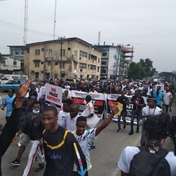 PHOTO NEWS: #ENDSARS protesters dare Wike in Port Harcourt