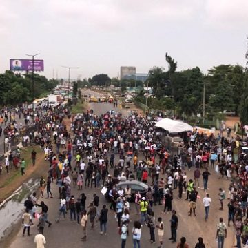 EndSARS protesters block Alausa end of the Lagos-Ibadan Expressway