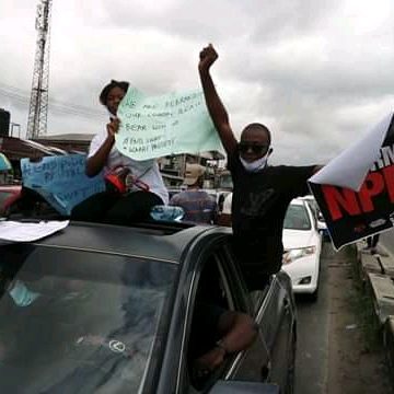 PHOTO NEWS: #EndSARS protesters take over Warri street