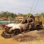 Burnt police vehicle
