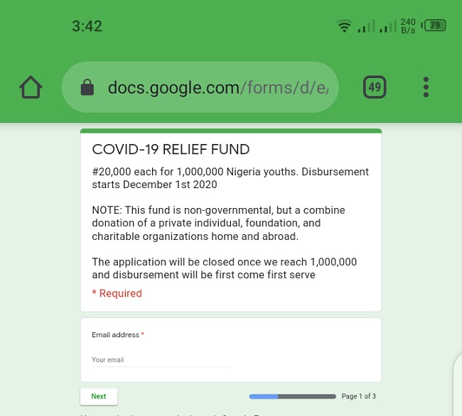 N20000 COVID-19 funds 