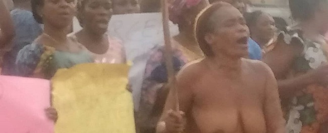 Women protest naked