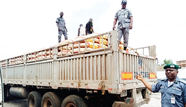 rice intercepted on Dangote Cement truck