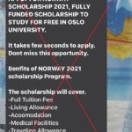 University of Oslo not offering scholarship