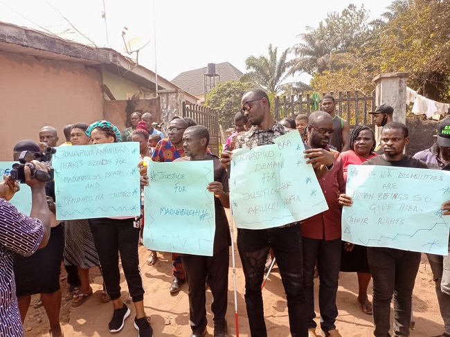 Persons with disabilities protest