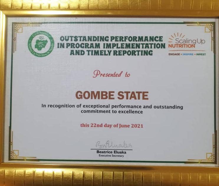 Gombe receives awards for contributions to fight against child malnutrition