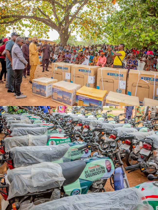 Oyo Speaker donates motorcycles, generating sets, cash to constituents