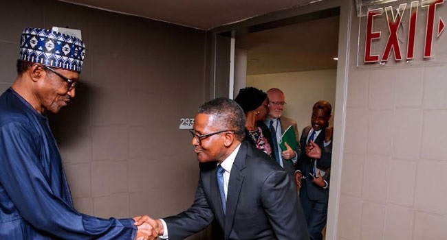 Buhari greets Aliko Dangote