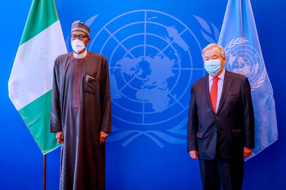 Buhari, Guterres meet in Aso Rock