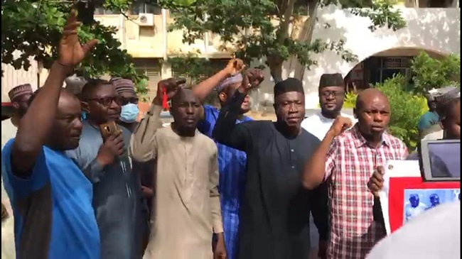 Families of Abuja-Kaduna train attack victims in captivity protest in Kaduna