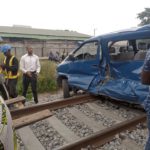 Two passengers injured as train rams into commercial bus after driver ignored warning