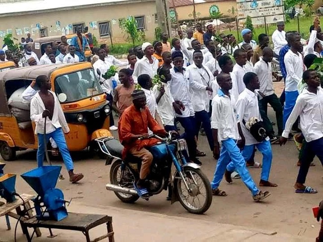 Bauchi male students protest,