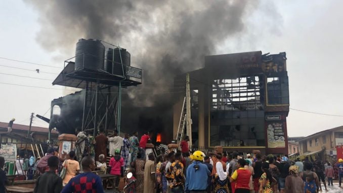 Properties worth million of naira destroyed as fire guts electronics building in Osun