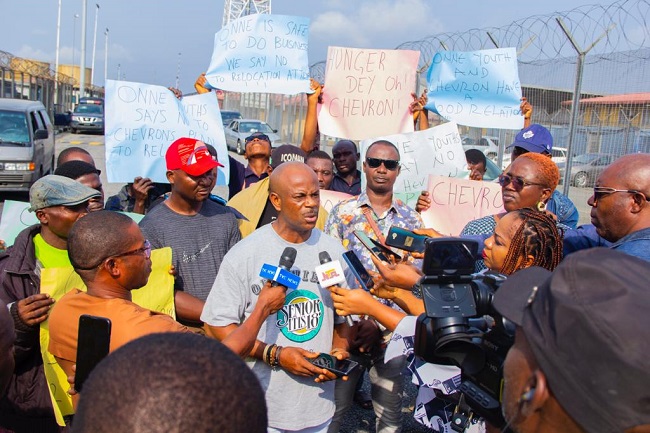 Youths protest planned closure of Chevron Logistics Base in Onne