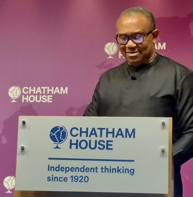I will stop corruption when elected — Peter Obi at Chatham House