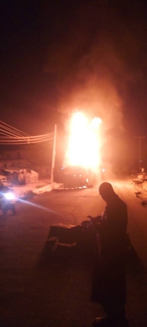 tankers in flames
