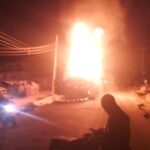tanker in flames